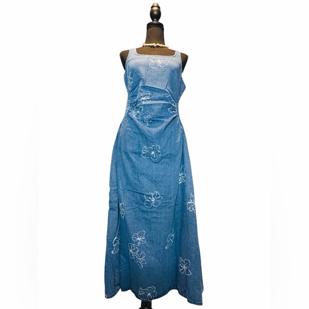Floral Denim Maxi Dress